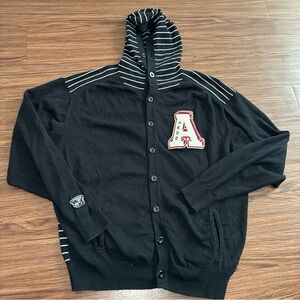 Akoo Black and White Striped Cardigan